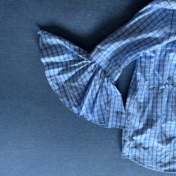 NWOT Cotton Button Up Shirt with Ruffled Sleeves - Picture 9 of 11